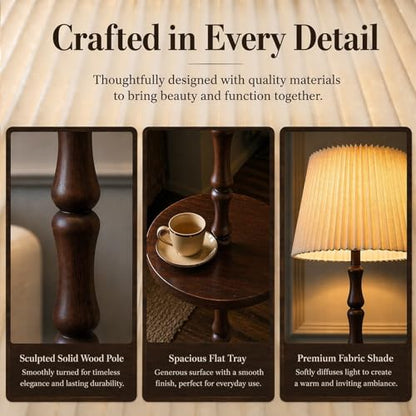 Real Wood Floor Lamp with Built