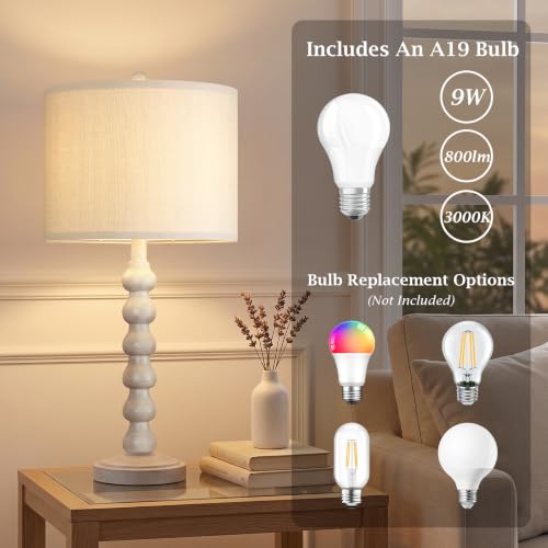 27" Farmhouse Modern Off White Table Lamp for Living Room Bedroom (White 1 Pack)