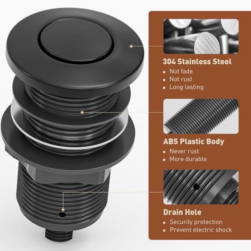 Garbage Disposal Air Switch Kit Dual Outlet (Matte Black)