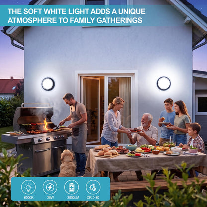 36W Outdoor LED Wall Lights Black (Black)