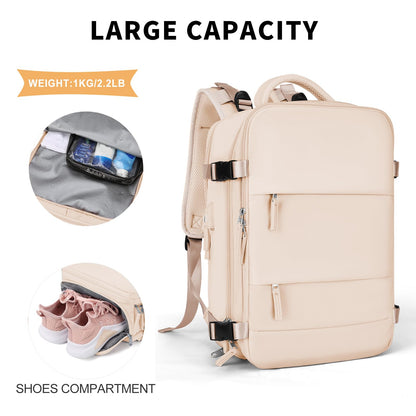 Travel Backpack For Women Men (Beige / 25 liters)