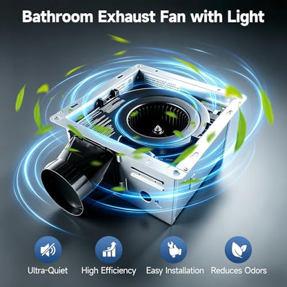 Ultra Quiet Bathroom Exhaust Fan with Light