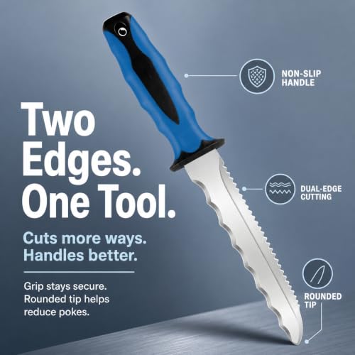 Double Side Serrated Insulation Knife (Blue / 8 IN)