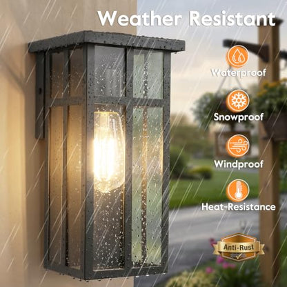 2 Pack Square Cross Glass Outdoor Wall Lights