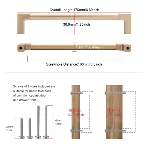 10 Pack Cabinet Pulls 6.3" (Champagne Bronze / 6.3"(160mm)Hole Center-10Pcs)
