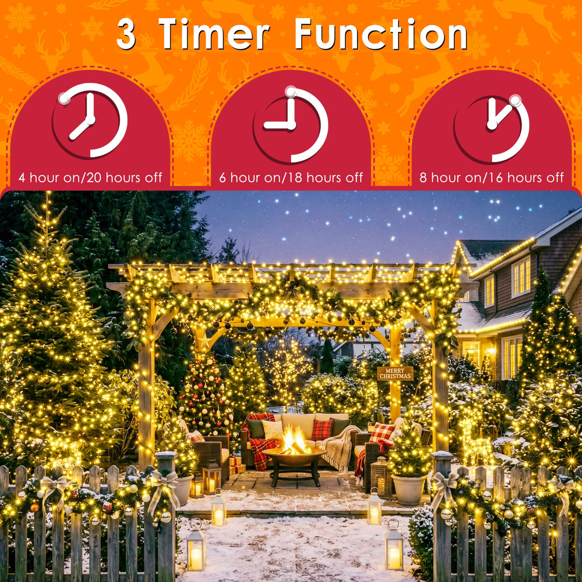 300 LED Christmas Lights Outdoor 98 FT Warm White Remote and Plug (Warm White / 300 LED)