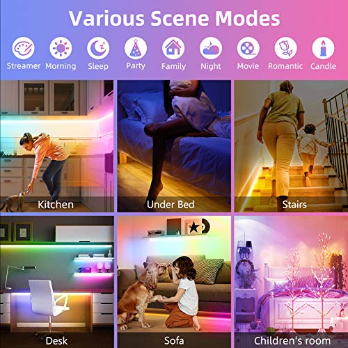 Under Bed Lights Motion Sensor RGB LED Strip Night Lighting (2-pack 9.8ft)