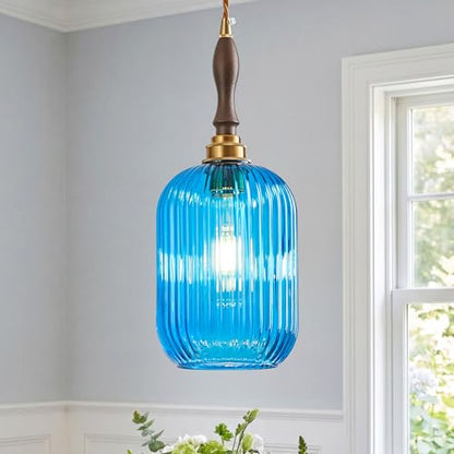 Modern Glass Pendant Light Ribbed 1