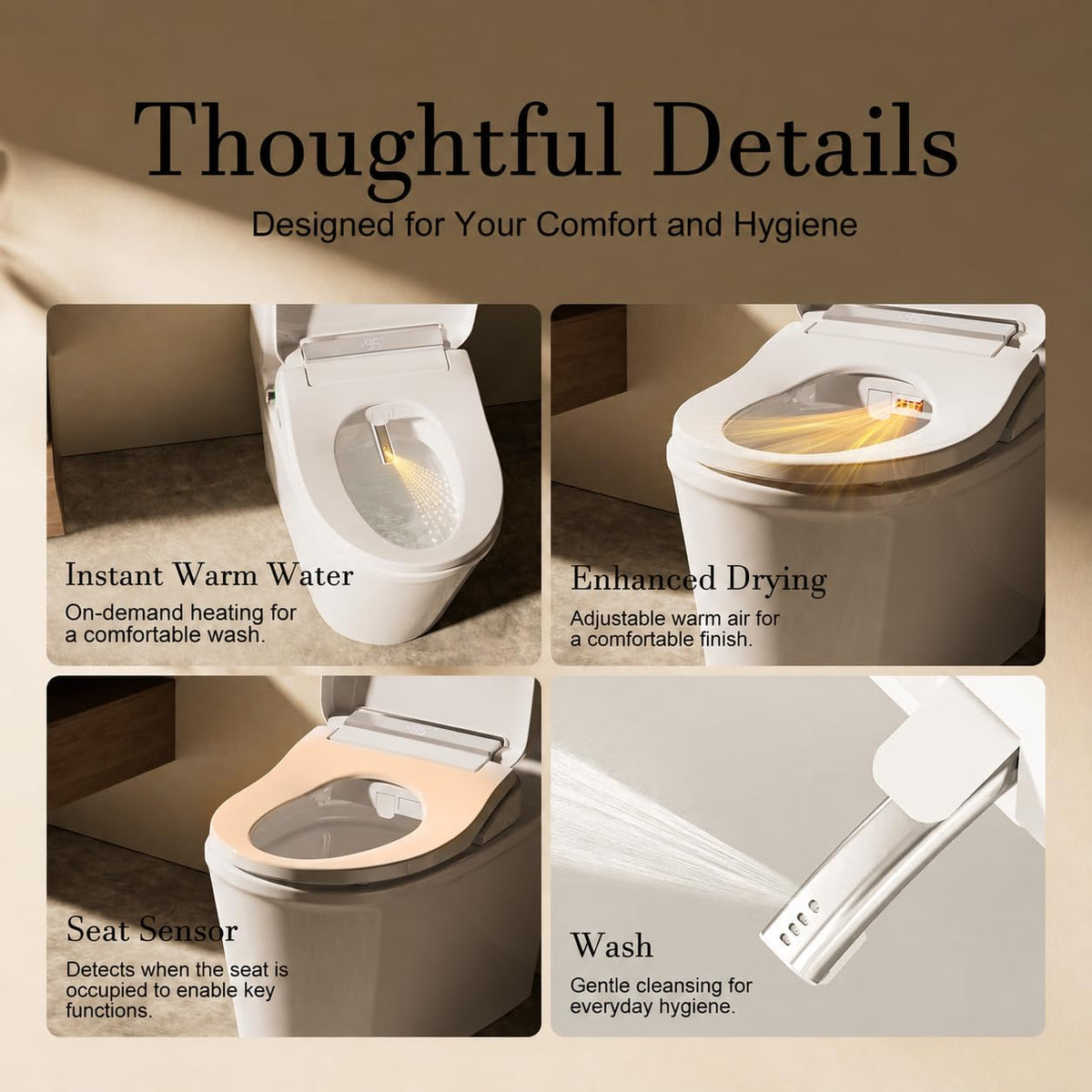 Electric Bidet Toilet Seat Elongated With Warm Water Wash