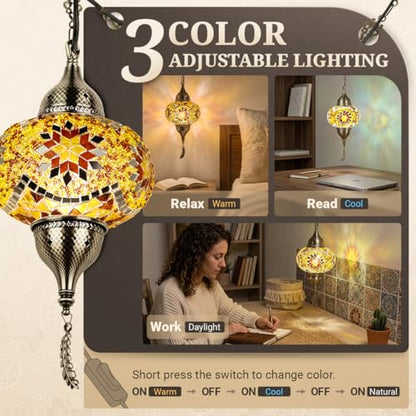 Turkish Moroccan Mosaic Pendant Light (Yellow)