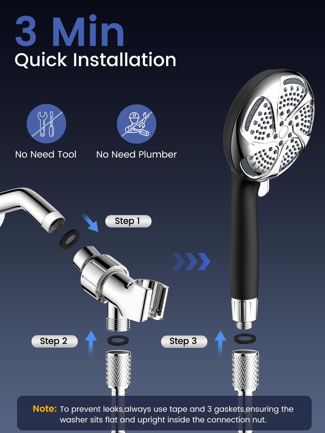 Filtered Shower Head with Handheld (Black)
