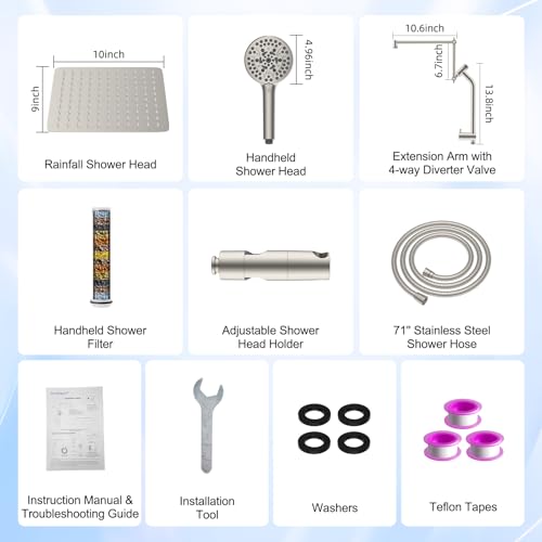 All Metal Rain Shower Head with Handheld Spray Combo
