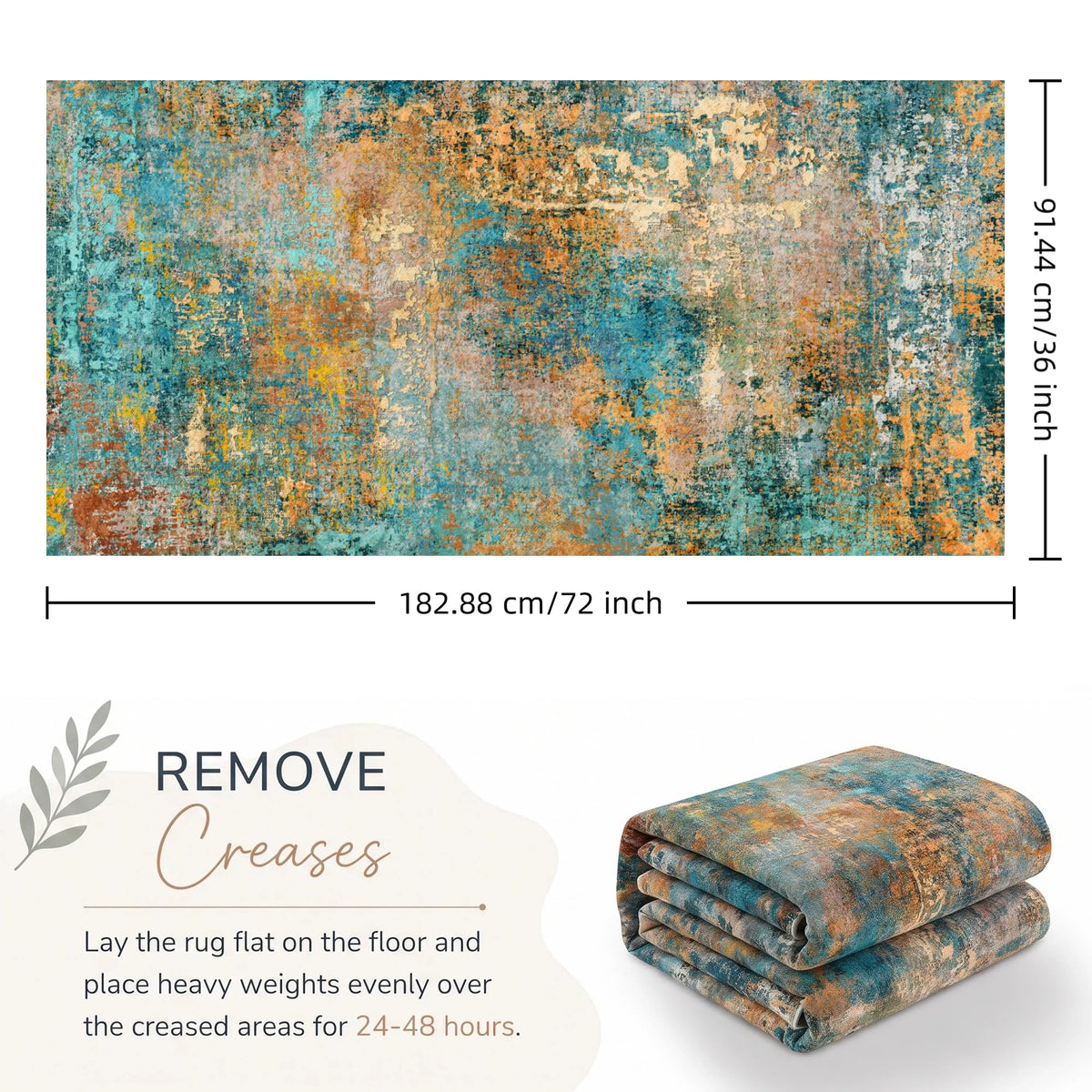 Washable Area Rug 3x6 (Abstract-teal Orange / 3' x 6' (Rectangular))