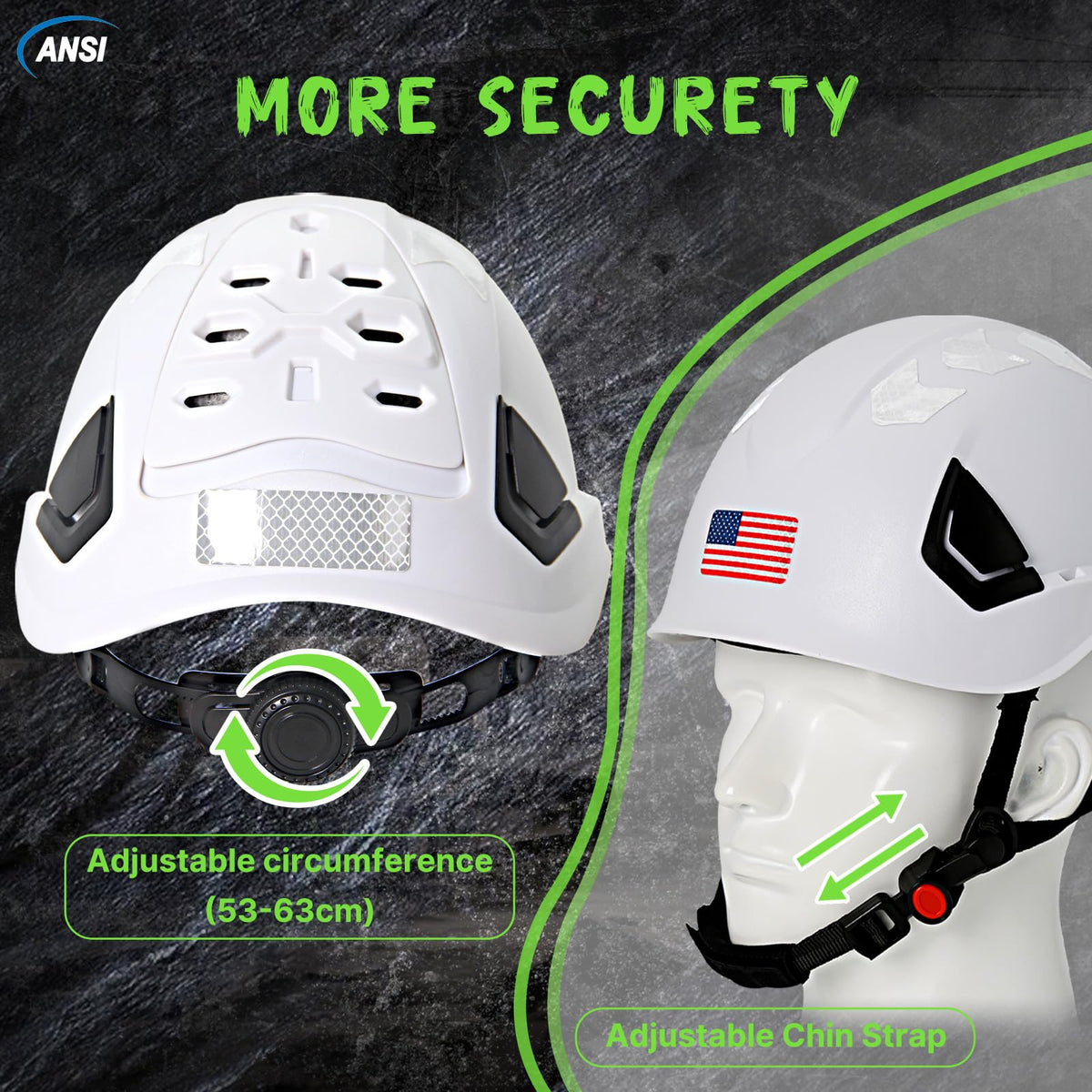 Type 2 OSHA Approved Hard Hat with Chin Strap (White Hard Hat)