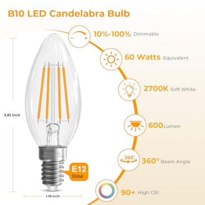 E12 Light bulbs (12 Pack - 6w / Warm White)