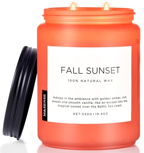 Fall Sunset Amber Scented Candles Early Autumn Decor Home Fragrance (Large Jar / Amber Santal)
