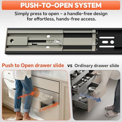 1 Pair Soft Close Drawer Slides 10 12 14 16 18 20 22 24 Inch Side Mount Cabinet Drawer Glides 1 Pair Ball Bearing Full Extension Kitchen Dresser Rails