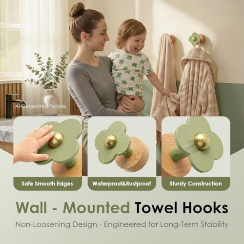Upgreded Heavy Duty Coat Rack Wall Mount for Entryway (Green / 2 Hooks)