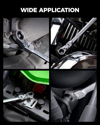 Extra Long Double Flex Head Ratcheting Wrench Metric 8