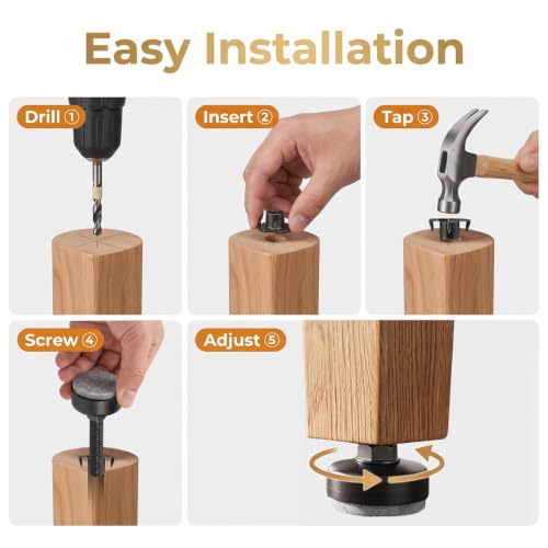 3/8-16 Threaded Leveling Feet: Adjustable Furniture Feet