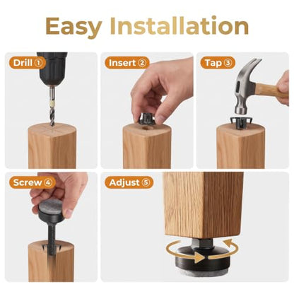 3/8-16 Threaded Leveling Feet: Adjustable Furniture Feet