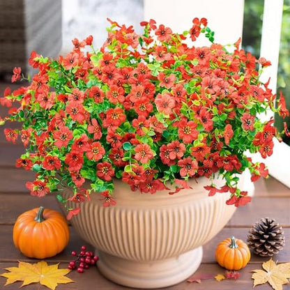 Artificial Flowers Daisy with Eucalyptus Leaves for Outdoor Indoor Garden Home Decoration 12 Bundles