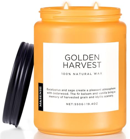 Goldenharvest Scented Candle Fruit Grain Fragrance for Autumn Home (Large Jar / Golden Harvest)