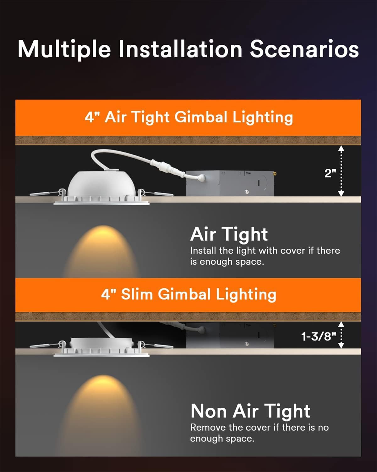 Smart Gimbal Recessed Lighting 4 Inch (4 Inch-4 Pack)
