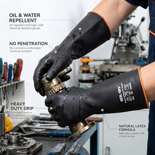Chemical Resistant Heavy Duty Latex Gloves 6 Pairs
