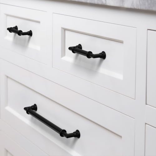 5 Pack Matte Black Cabinet Pulls 4 Inch (4" Hole Center / Matte Black)