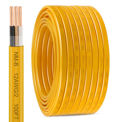 12/2 NM-B with Ground, Solid Indoor Electrical Wire, 100 FT, Yellow (Yellow / 12AWG/2 100FT)