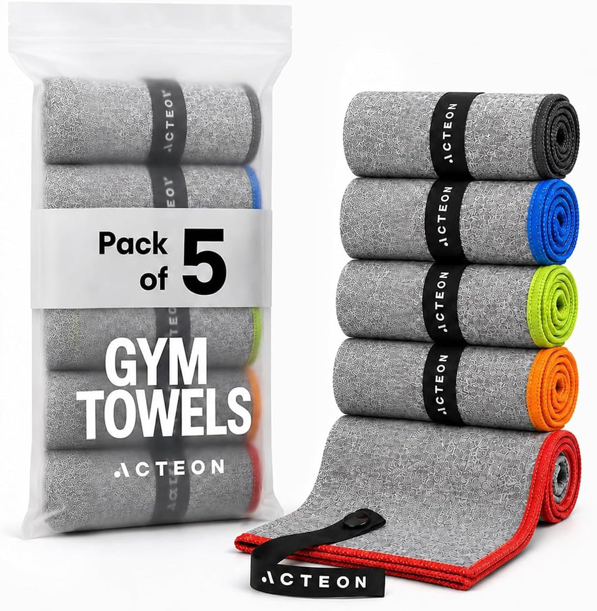 Gym Towels 5 Pack (Pack of 5 / Heather Grey)