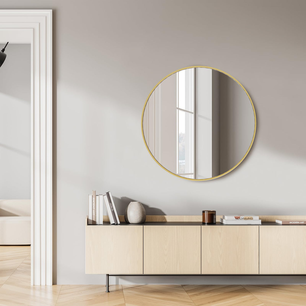 30 Inch Round Wall Mirror (Gold / 30.1"L x 30"W / Round)