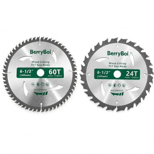 6-1/2" 5-1/2" TCT Circular Saw Blade Set, 24T & 60T,24T & 48T 2 Pack