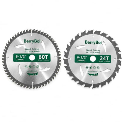 6-1/2" 5-1/2" TCT Circular Saw Blade Set, 24T & 60T,24T & 48T 2 Pack