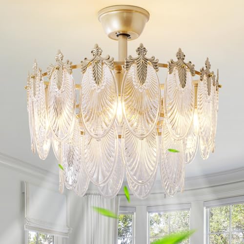 20" Gold Fandelier Ceiling Fan with Light
