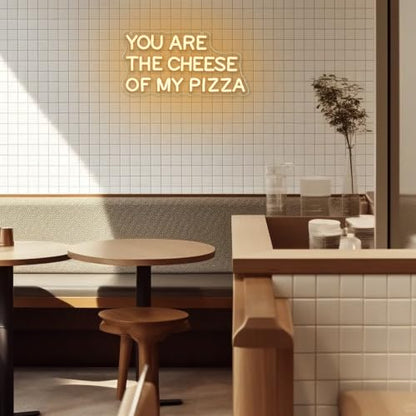 You Are The Cheese of My Pizza Neon Sign for Wall Decor Pizza Neon Light Dimmable Warm White LED Sign Letter Neon Light for Pizza Shop (You Are The Cheese Of My Pizza)
