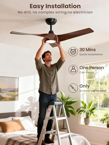 52 inch 3 Blades Ceiling Fan with Remote Control DC Motor