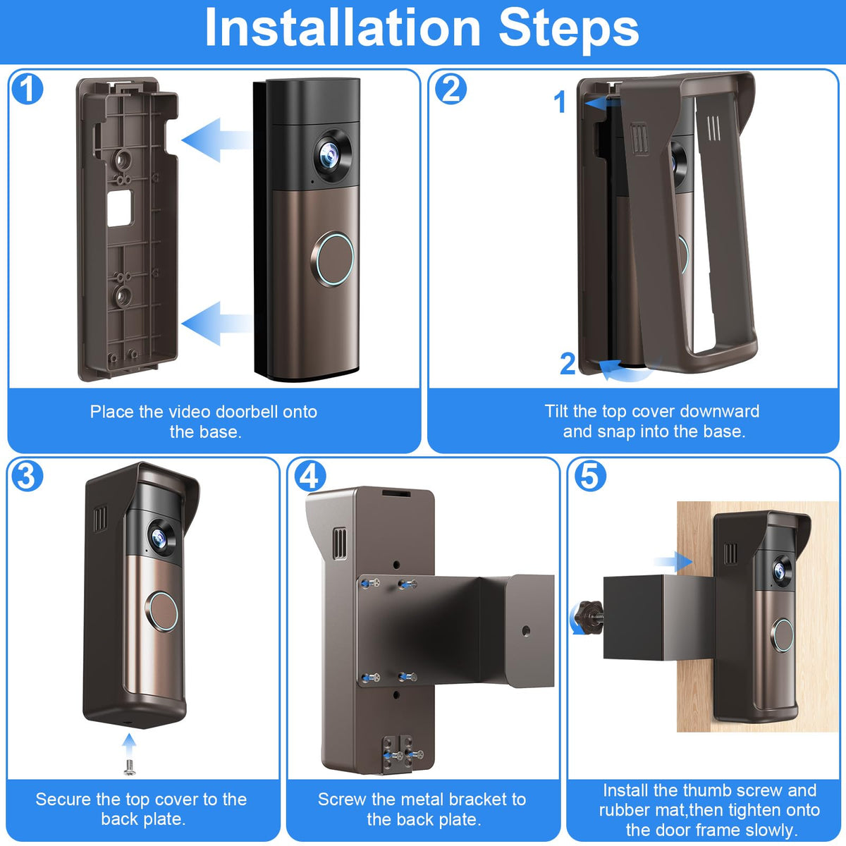 Anti Theft Doorbell Mount Compatible with Ring Newest 2026 Battery Doorbell (Brown)