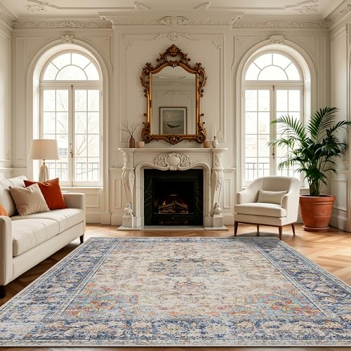 Washable Area Rug 8×10 for Living Room (Navy Brown / 8' x 10' (Rectangular))