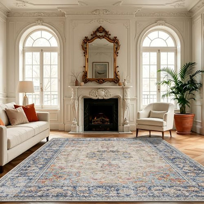 Washable Area Rug 8×10 for Living Room (Navy Brown / 8' x 10' (Rectangular))