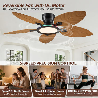 Ceiling Fans with Lights (Wood RGB)