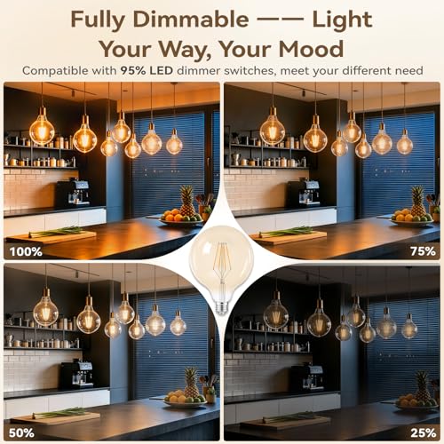 8W G125 Dimmable LED Light Bulb 2700K