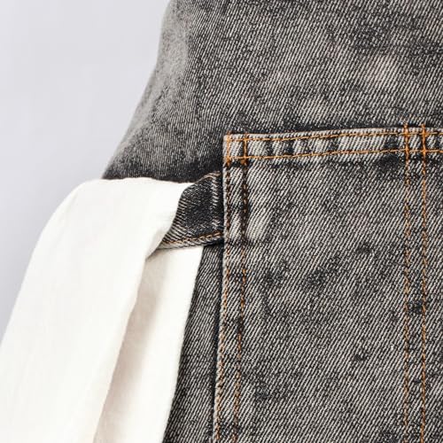 Denim Apron with Pockets and Adjustable Cross Straps for Hair Stylist Salon Nail Tech Barber Women Jean Aprons