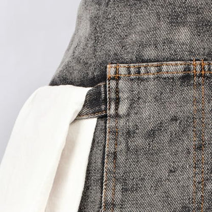 Denim Apron with Pockets and Adjustable Cross Straps for Hair Stylist Salon Nail Tech Barber Women Jean Aprons