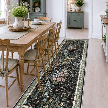 Washable Hallway Runner Rug 3x8 (Black / 3x8)