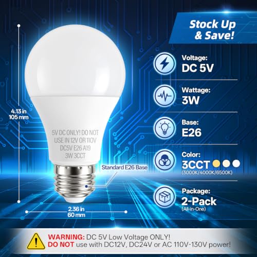 5V E26 LED Bulb