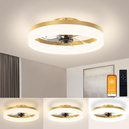 Low Profile Ceiling Fans with Lights and Remote (Gold / 15.7 INCH)