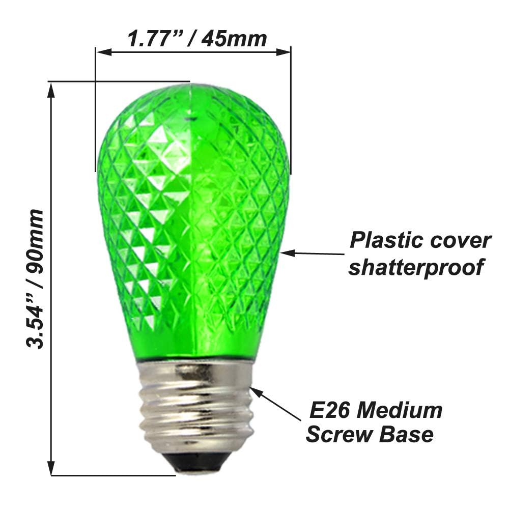 15 Pack S14 Colored 1W LED Bulbs Outdoor E26 String Light Bulbs