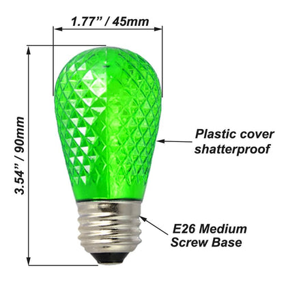 15 Pack S14 Colored 1W LED Bulbs Outdoor E26 String Light Bulbs